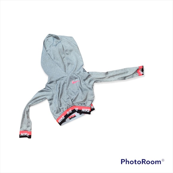 Cute Nike Dri Fit Grey Pink Swoosh Hoodie Toddler Girl Sz 1-2yrs - Picture 2 of 7